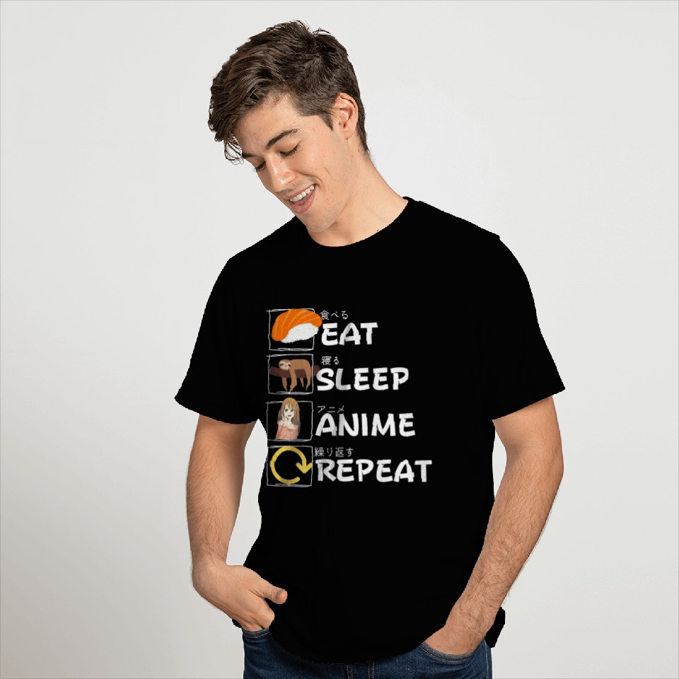 Eat Sleep Anime Repeat T Shirts, Anime Manga
