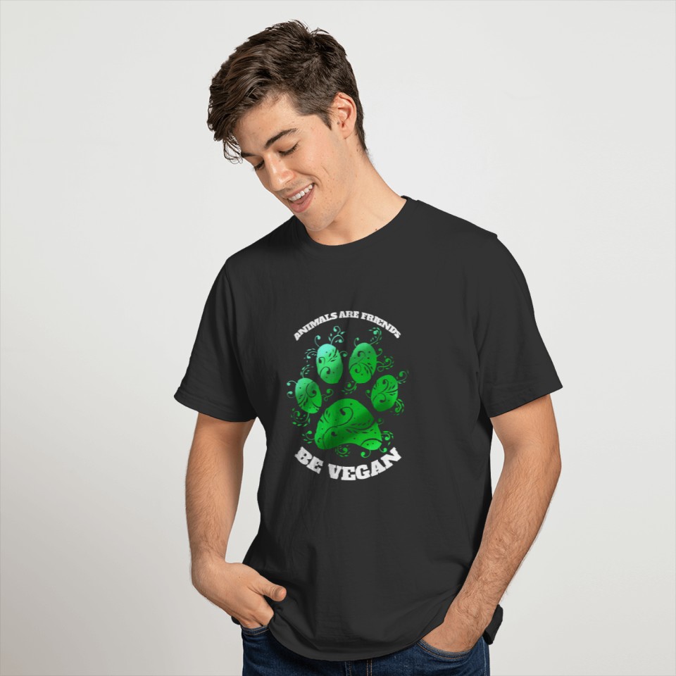 Green Paw - Animals Are Friends - Vegetarians Go T Shirts