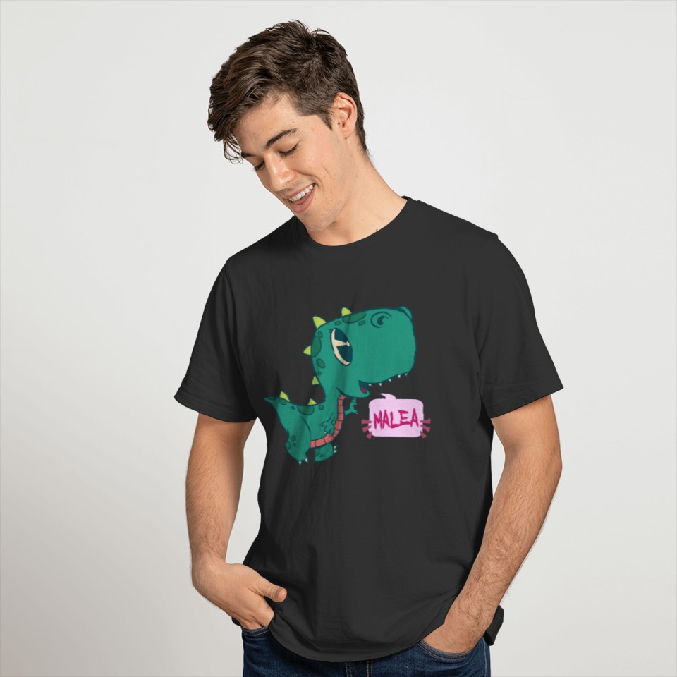 MALEA - Lovely girl name with cute dino T Shirts