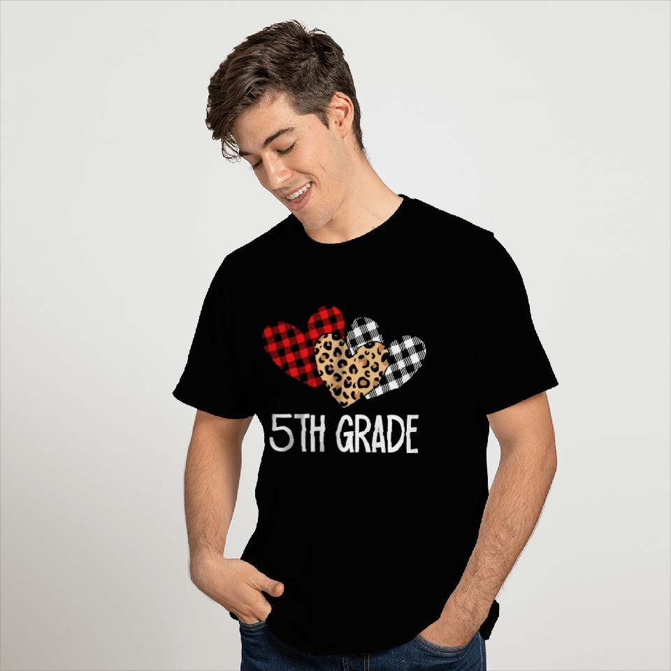 Valentines Day Leopard 5th Grade Teacher Plaid. T Shirts
