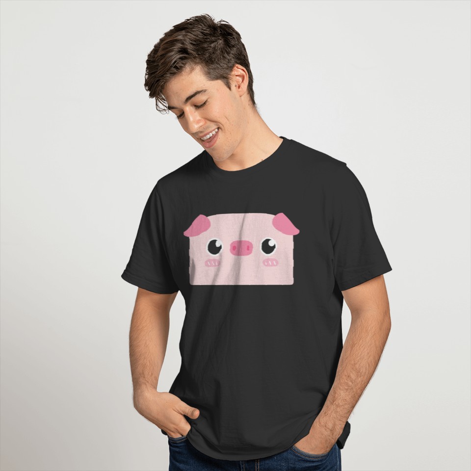 Cute Pink Pig Face Doodle T Shirts