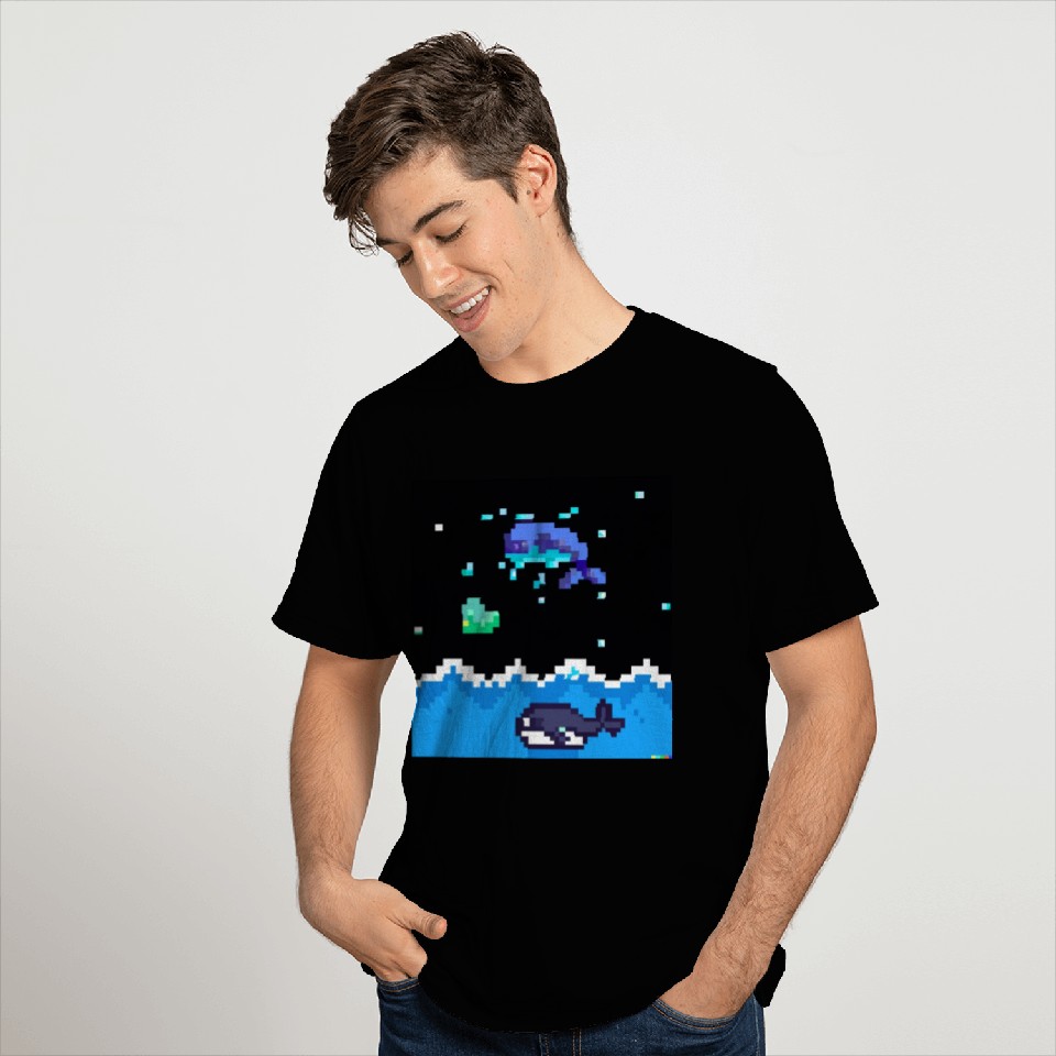 The Jumping Pixel Whale T Shirts