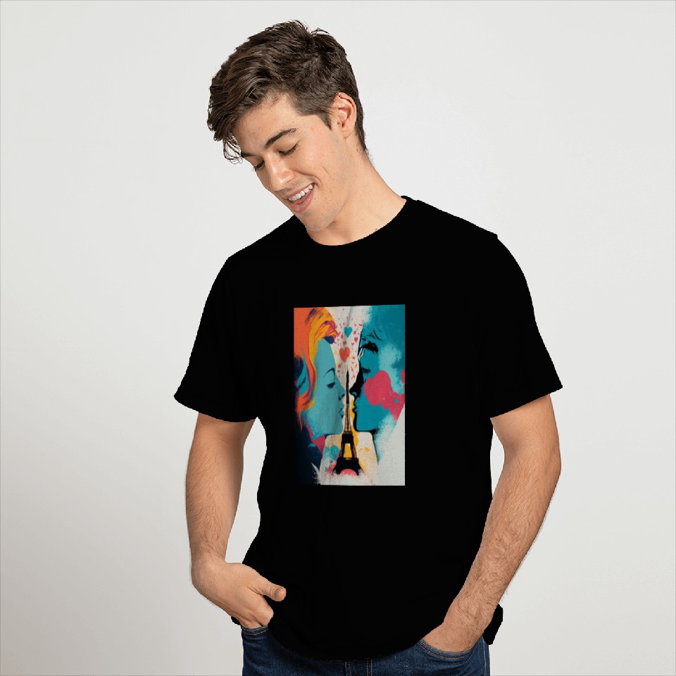 Loving couple Eiffel Tower Valentine's Day T Shirts
