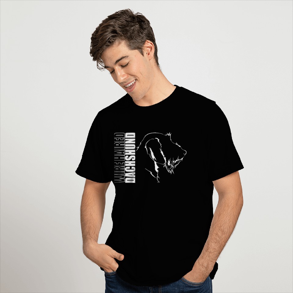 Funny Wire Haired Dachshund Profile dog mom T Shirts