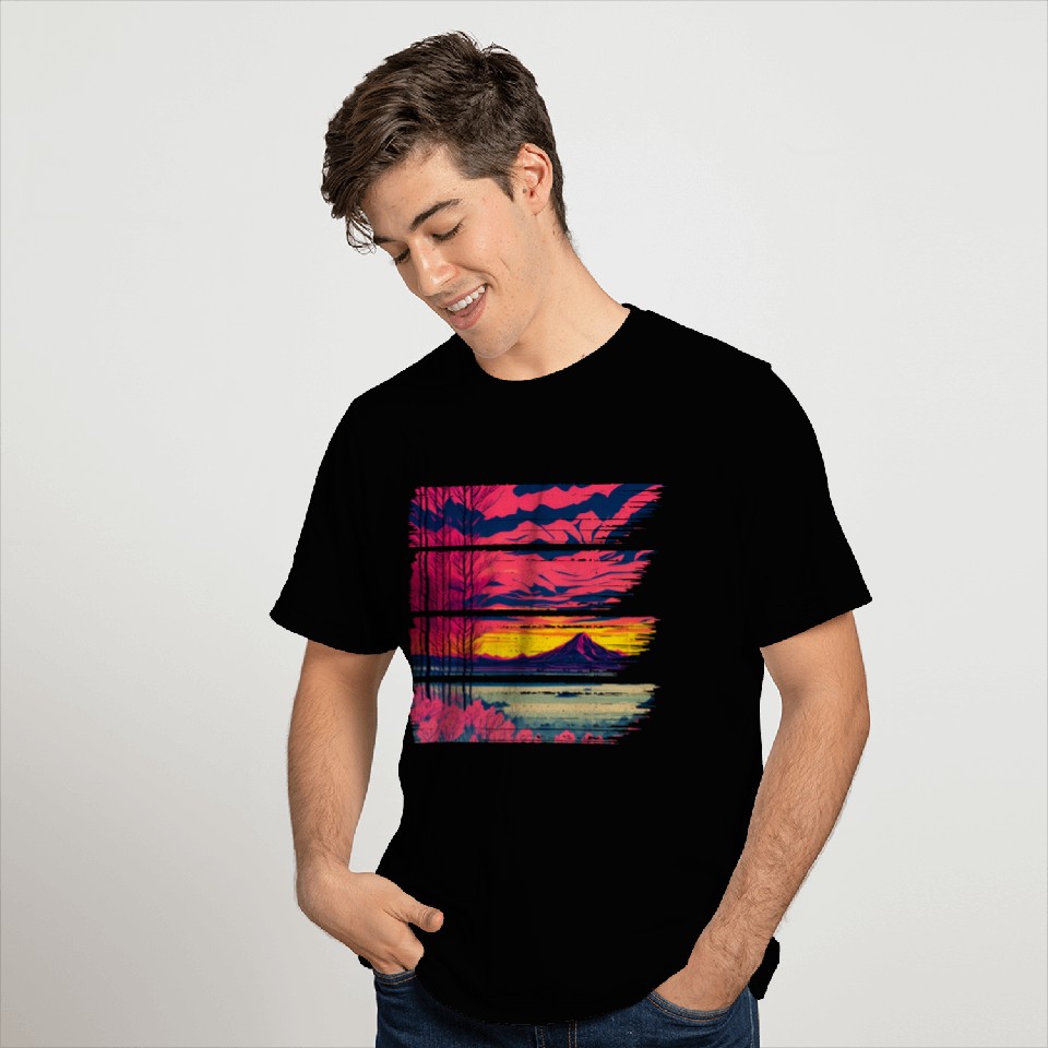 Red Sunset Mountain T Shirts