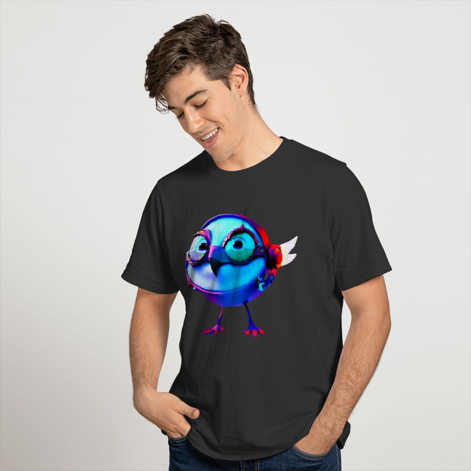 Cute Chick Chicken Hen Robot Cyborg Blue T Shirts