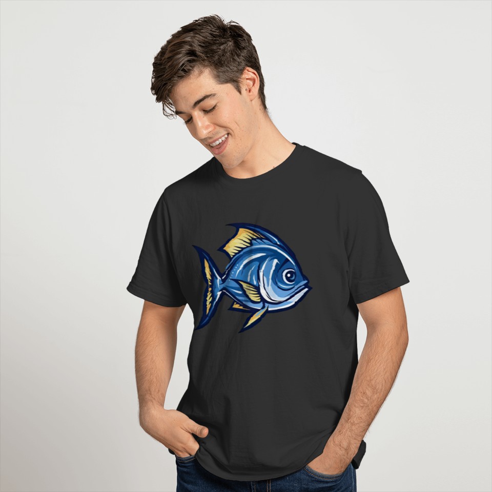 Tropical Fish Blue and Yellow T Shirts