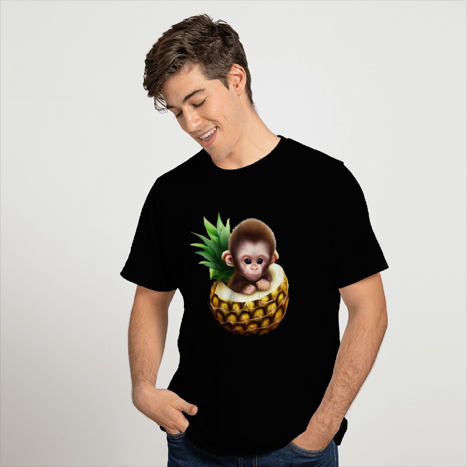 Little monkey in a pineapple T Shirts
