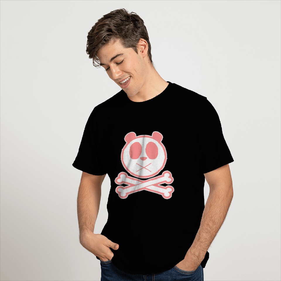 Panda Cross Bone Pink T Shirts