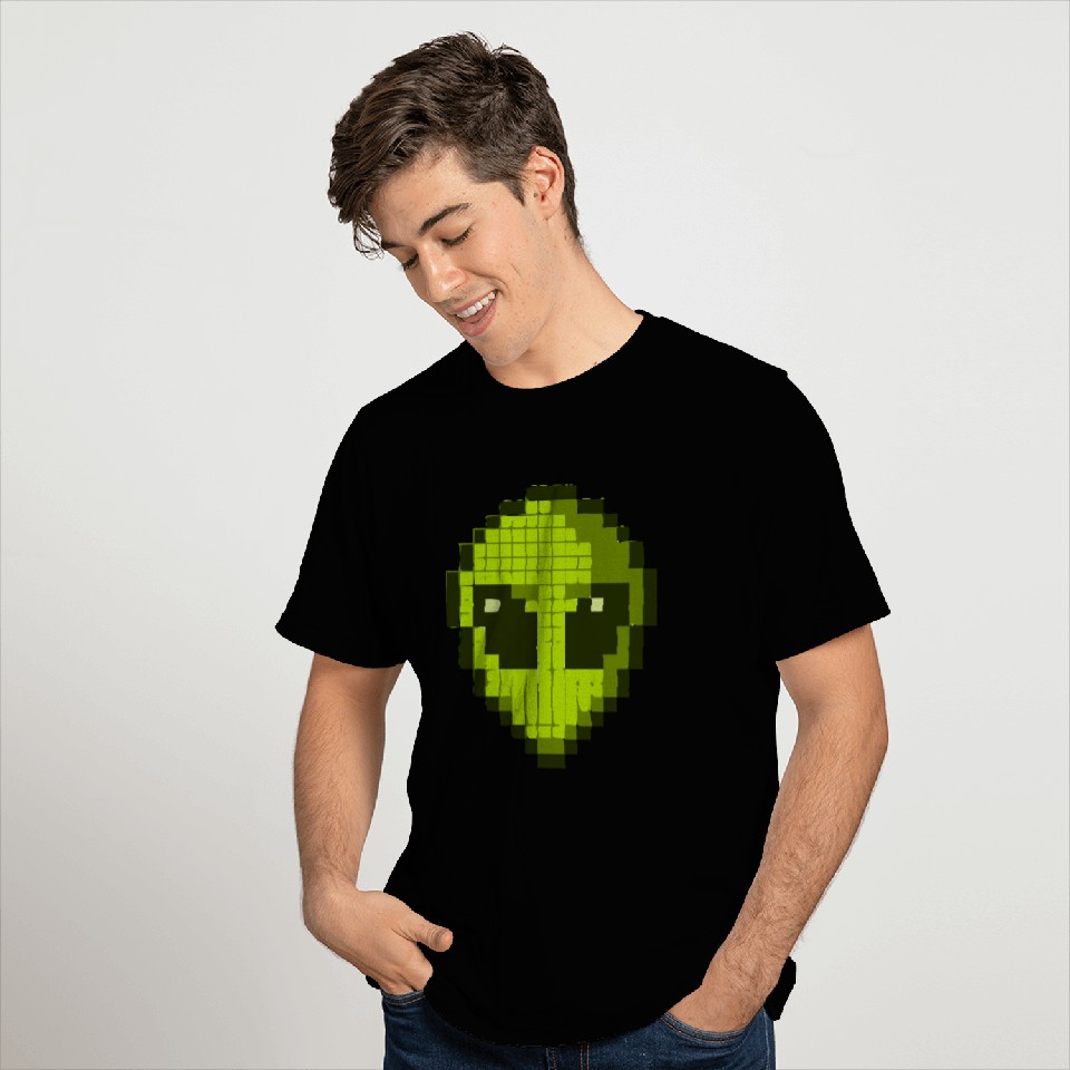 Green Alien Face T Shirts
