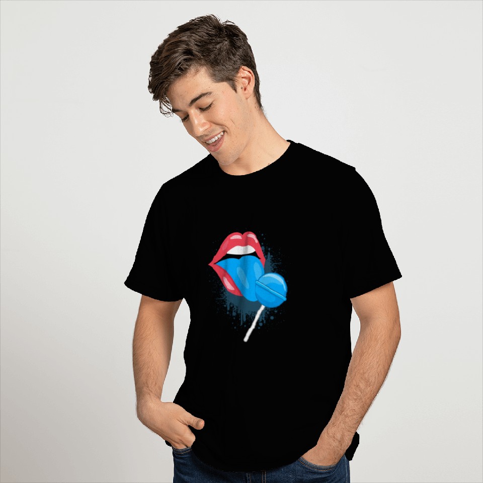 Blue Lollipop Lollipop Licking Candy Tongue T Shirts