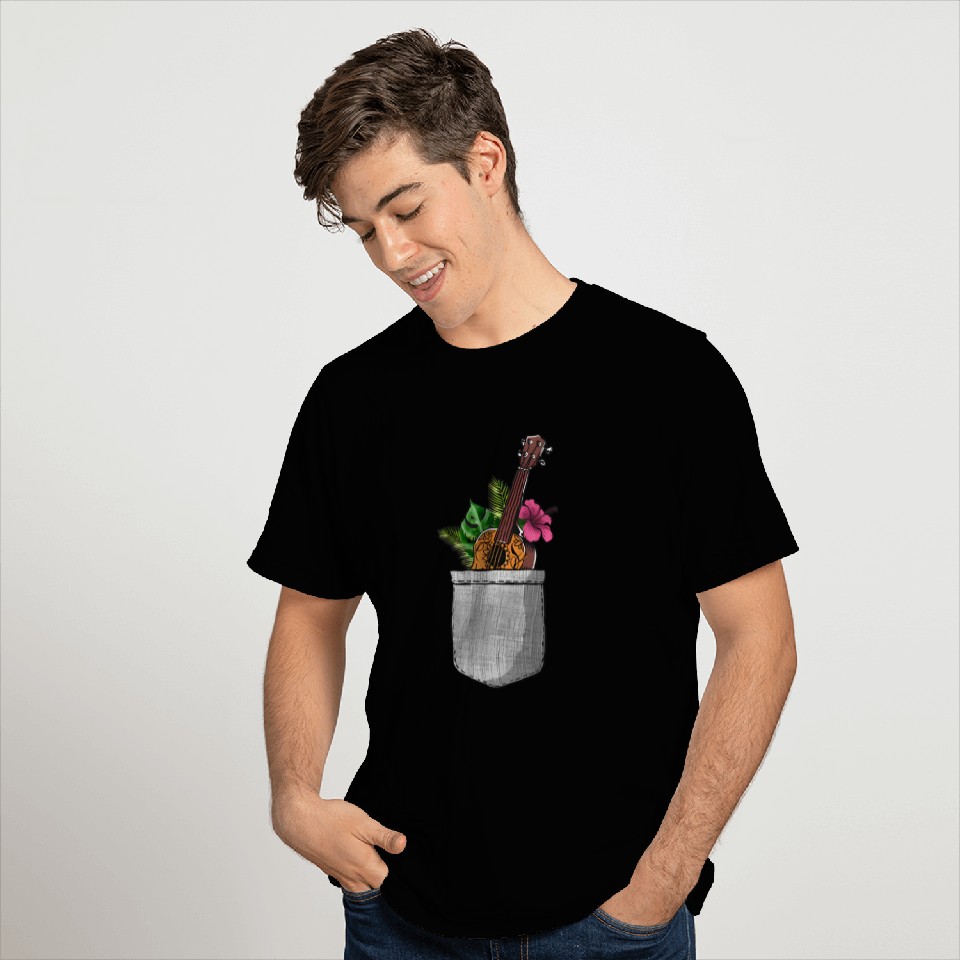 Hawaiian Ukulele Uke Pocket T Shirts