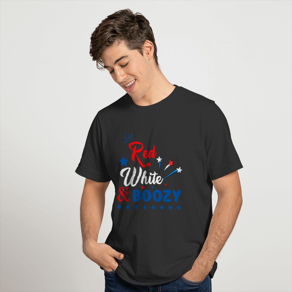 Red White And Boozy 4th Of July green aesthetic T Shirts