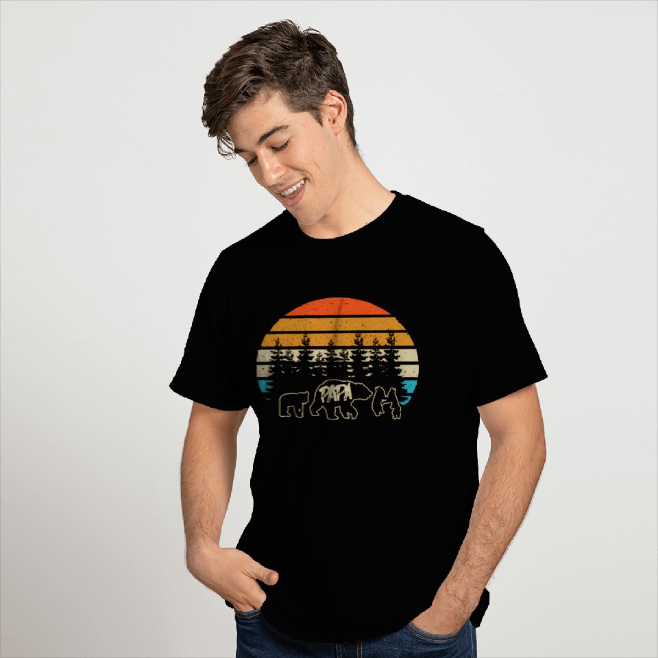 Papa Bear With Three Bear Cubs T Shirts
