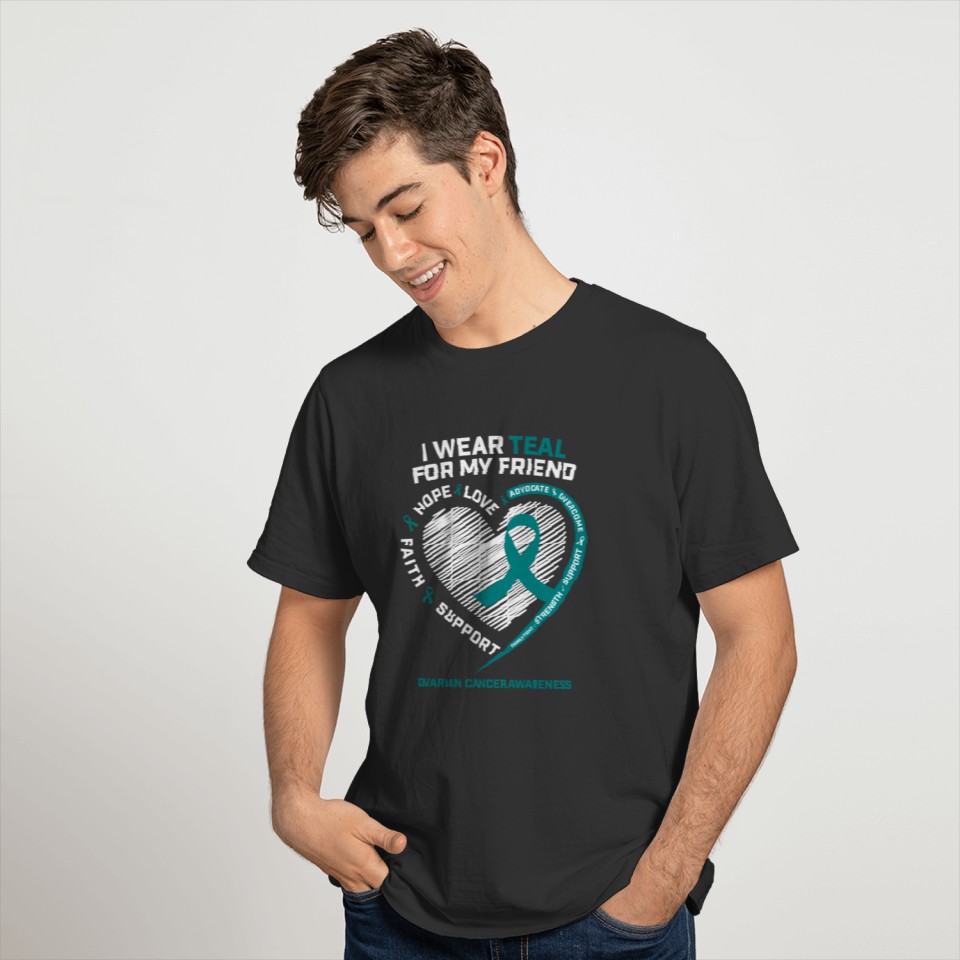 Teal Ribbon Ovarian Cancer Awareness Friend T Shirts