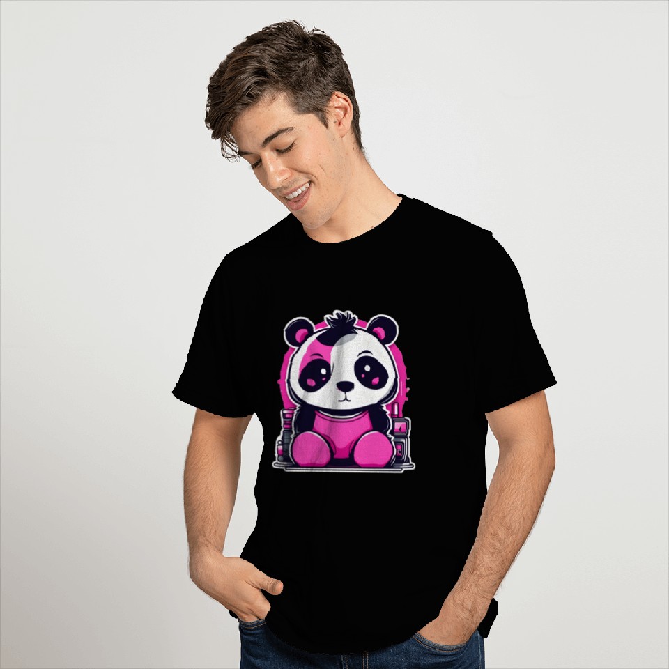 Punk Panda In Pink T Shirts