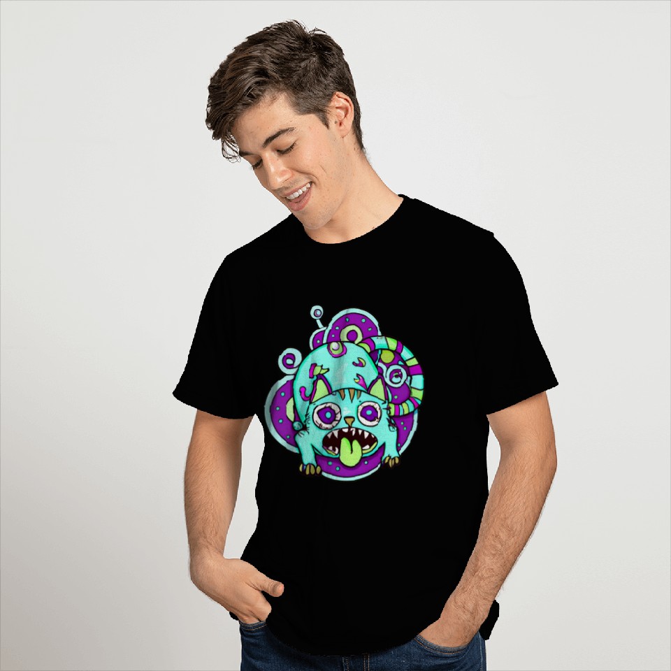 Psychedelic Trippy Cat T Shirts