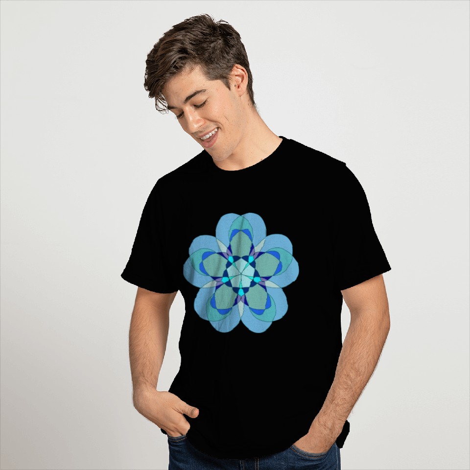 Geometric Blue Snowflake T Shirts