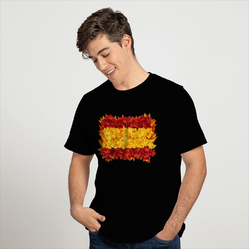 Autumn in Spain: Flag and Fall Foliage T Shirts