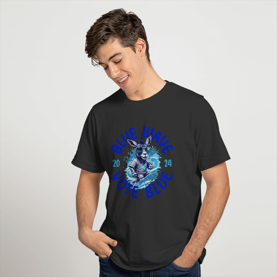 Ride The Blue Wave 2024 Election Surfing Design T Shirts