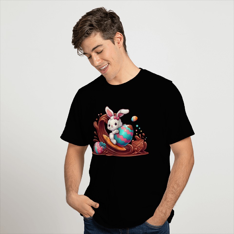 Easter Bunny Surfboard Chocolaty Waves T Shirts
