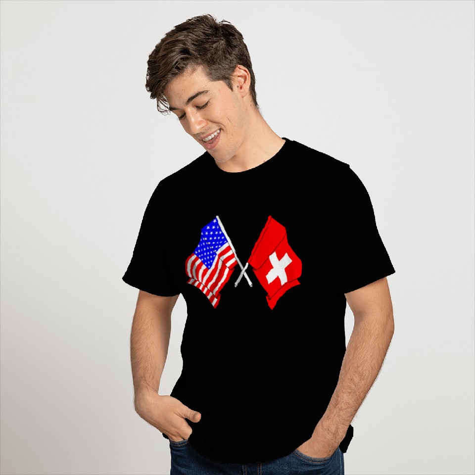 USA flag USA and Switzerland flag T Shirts