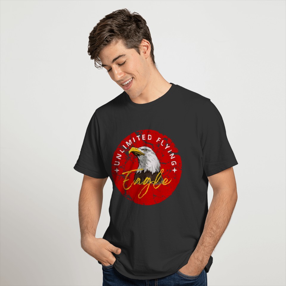 Black Red Illustrated Eagle T Shirts 1
