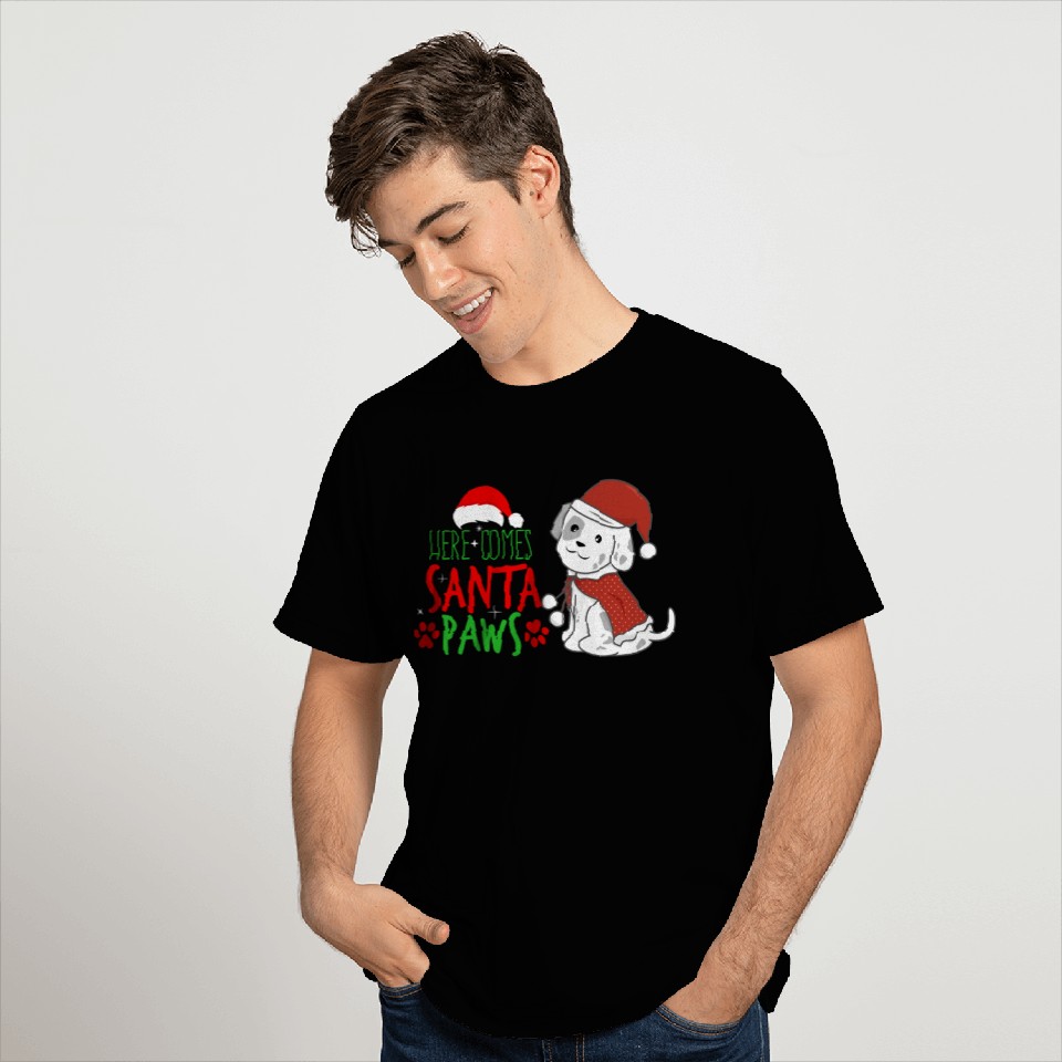 Here Comes Santa Paws T Shirts