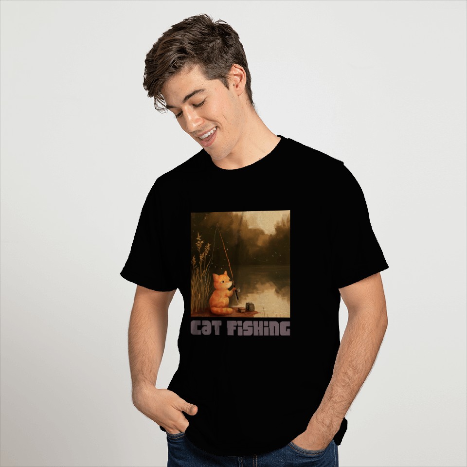 Cat Fishing T Shirts