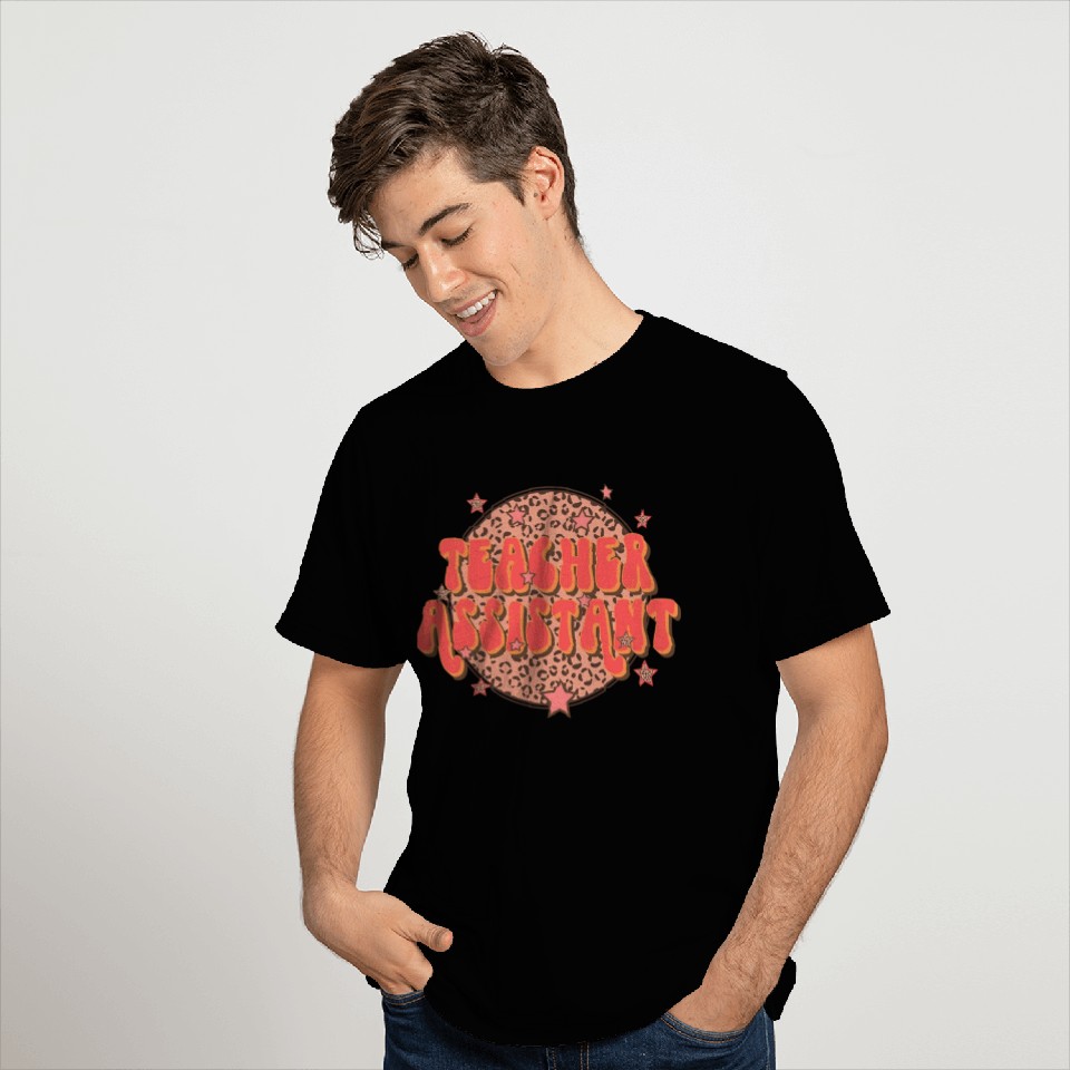 Retro Groovy Leopard Teacher Assistant T Shirts