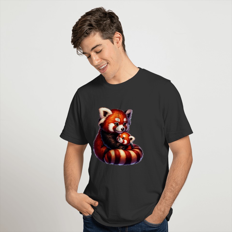 Mama and Baby Red Panda T Shirts