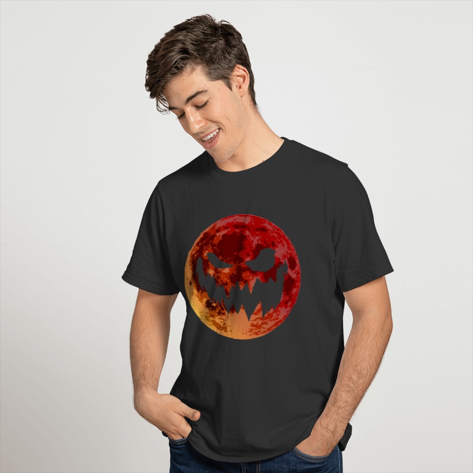Halloween Moon Monster (Red) T Shirts
