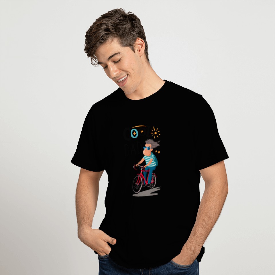 Cool Dad riding red bicycle - Father's Day T Shirts