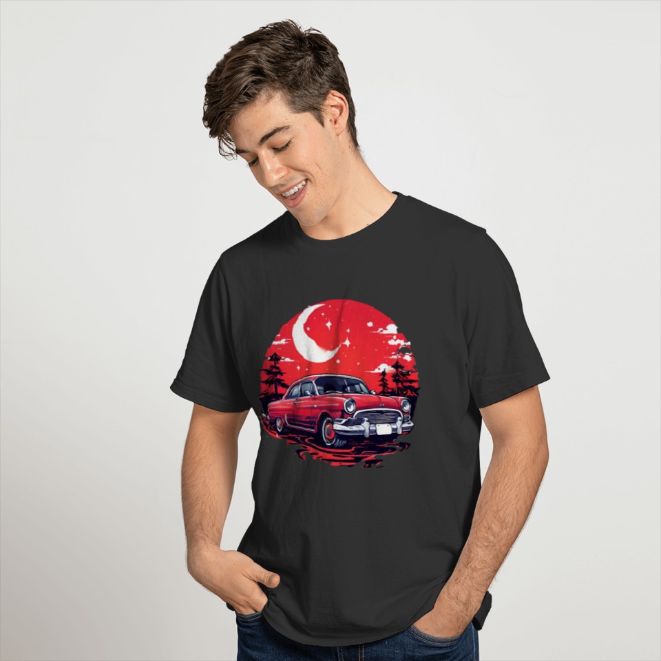 a red classic car T Shirts