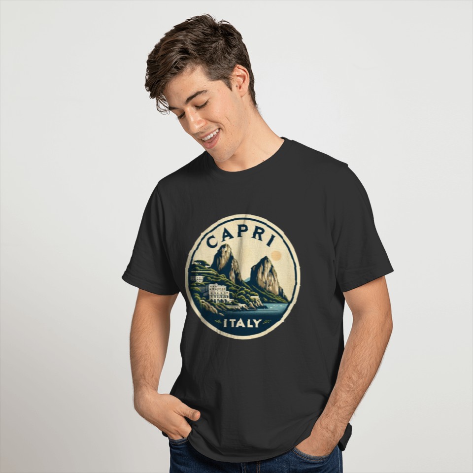 Capri Italy Vintage Sun Mountains T Shirts