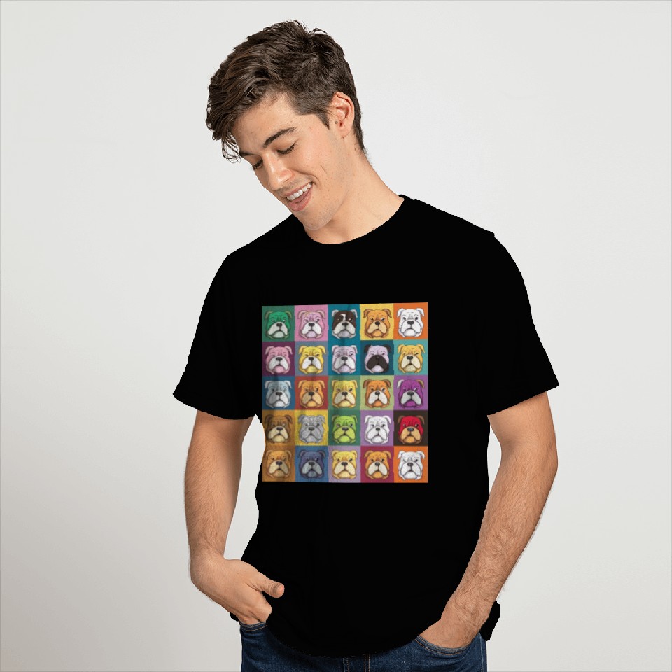 Bulldog Patchwork: Vivid Canine Quilt T Shirts