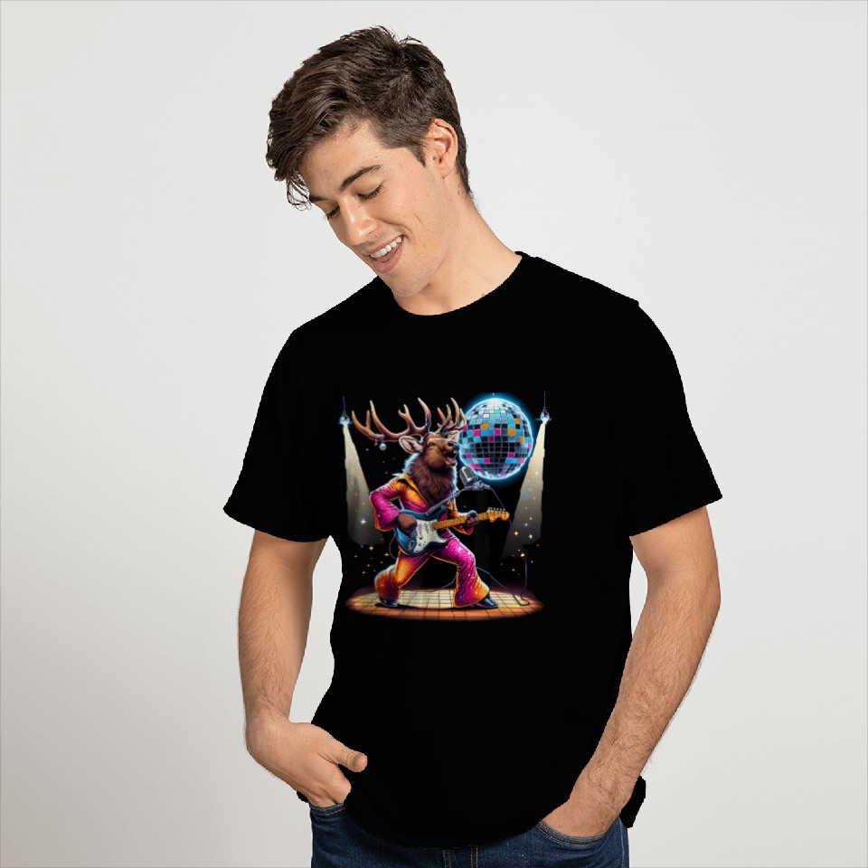 Disco Ball Guitar Elk T Shirts