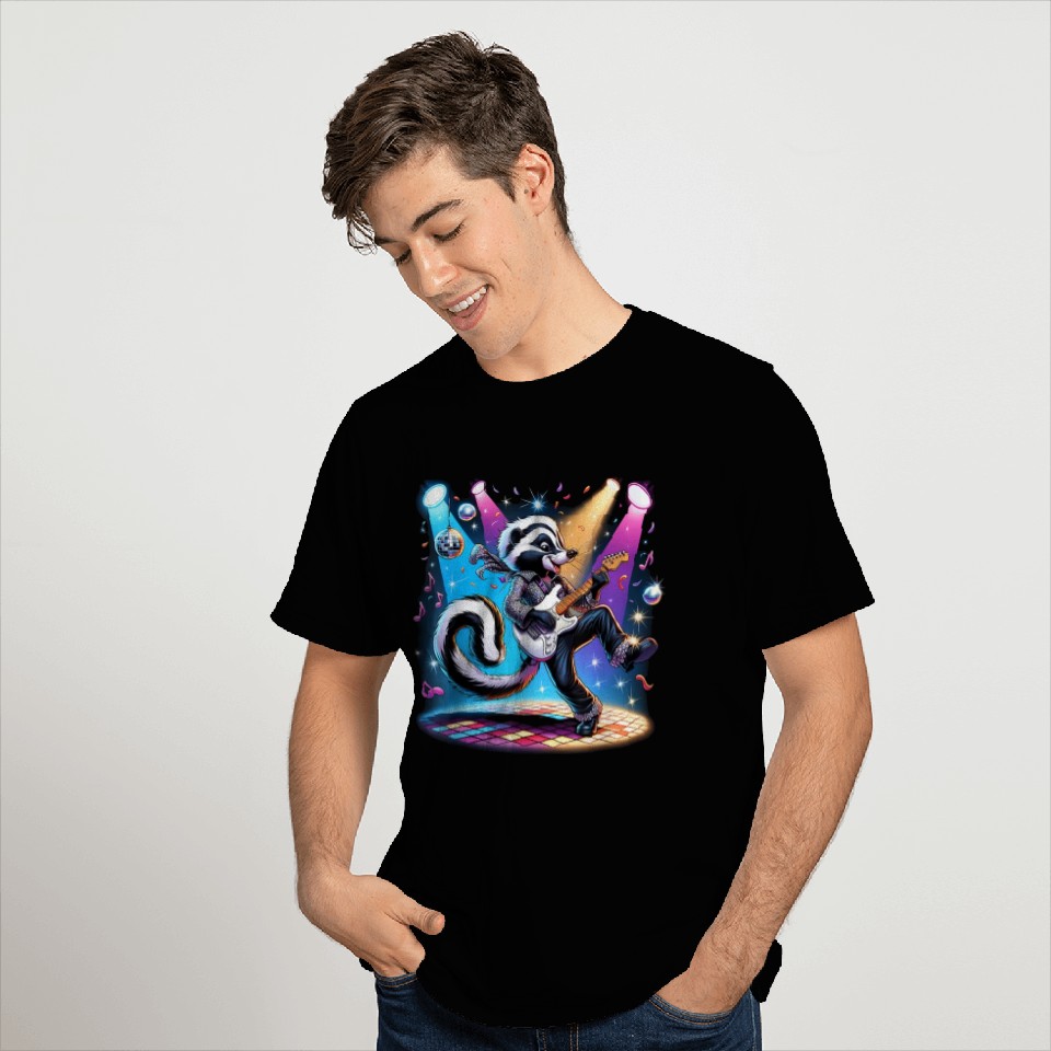 Disco Ball Guitar Skunk T Shirts