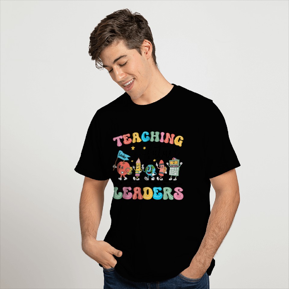 Retro Teaching Future Leaders Groovy Teacher Back T Shirts