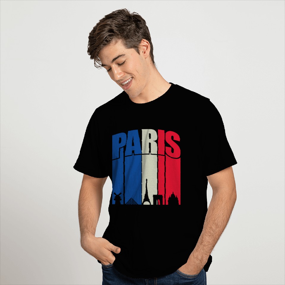 Paris Landmarks Typography T Shirts