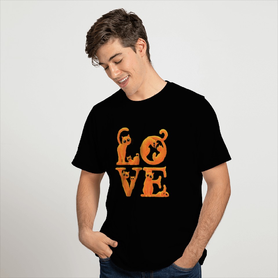 Love Cat Orange T Shirts