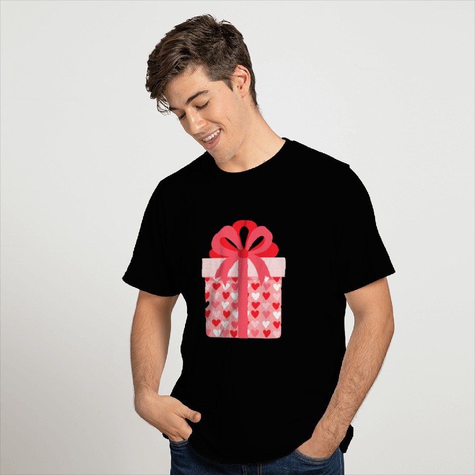 Hearts Gift Box Pattern Design T Shirts
