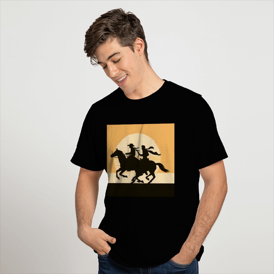 Wild West Cowboy Sunset Ride T Shirts