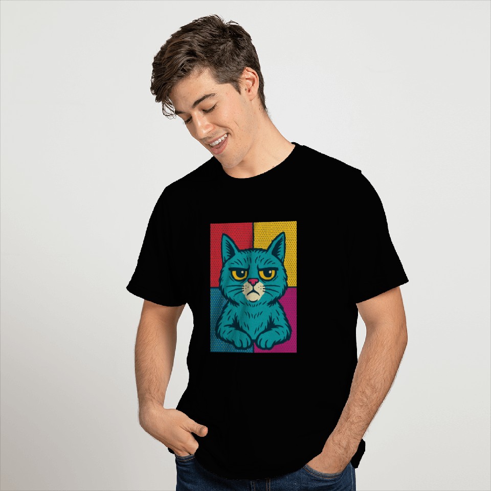 Pop Art Grumpy Cat Design T Shirts