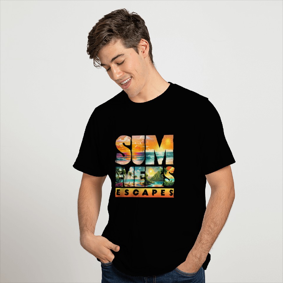 Tropical Sunset Beach Scene T Shirts
