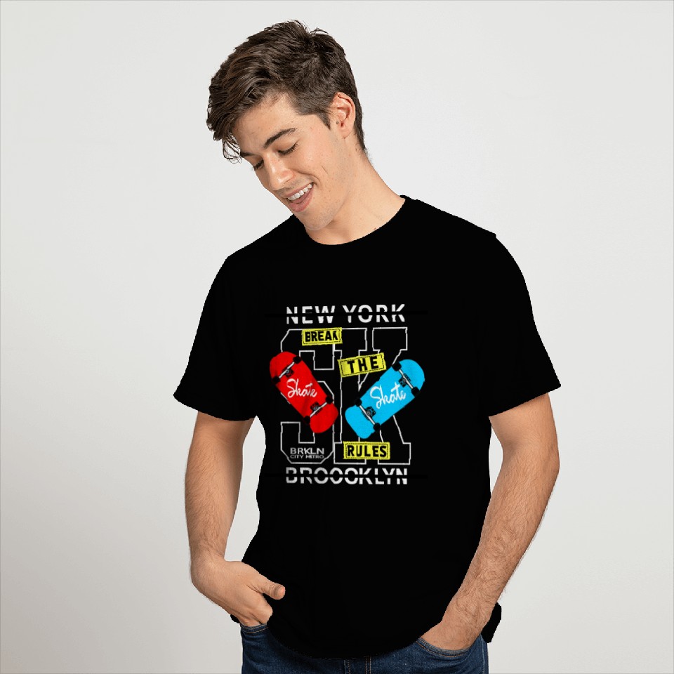 Urban Skateboard Brooklyn Rules Design T Shirts