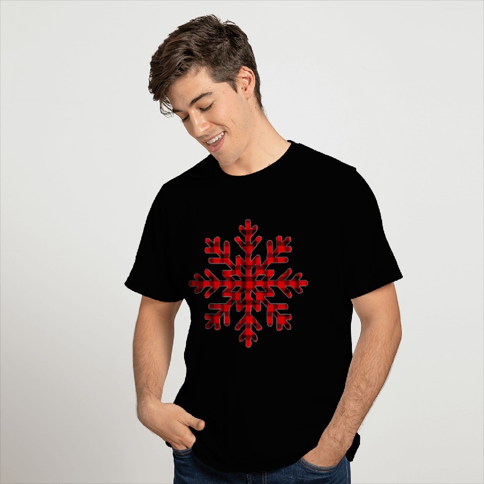 Plaid Snowflake Holiday Pattern T Shirts