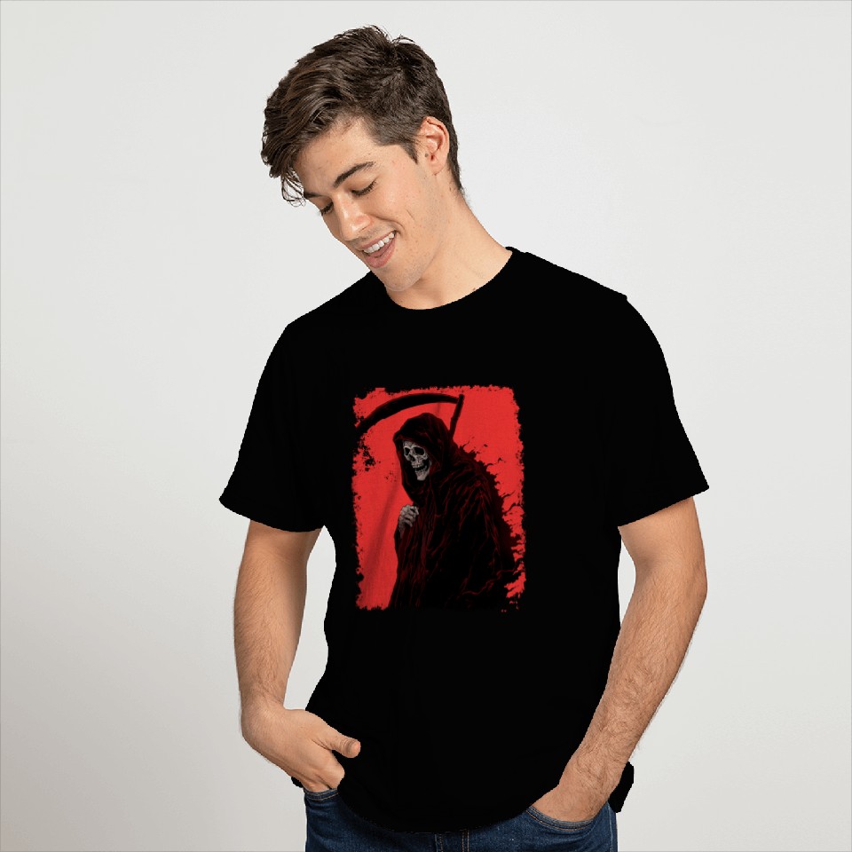 Skeleton Reaper Red T Shirts