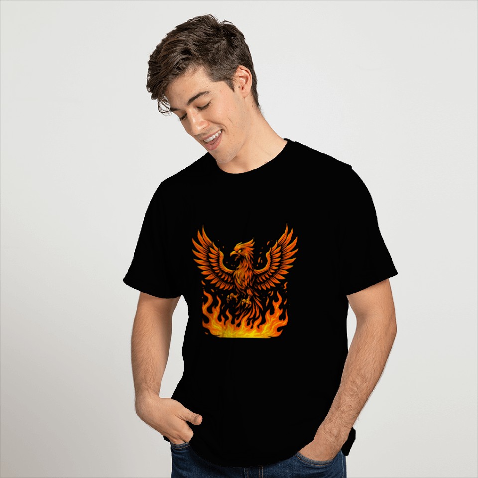Fiery Phoenix Rising Illustration T Shirts