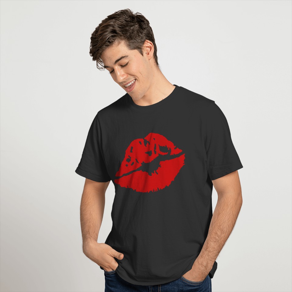 A red lipstick imprint T-shirt